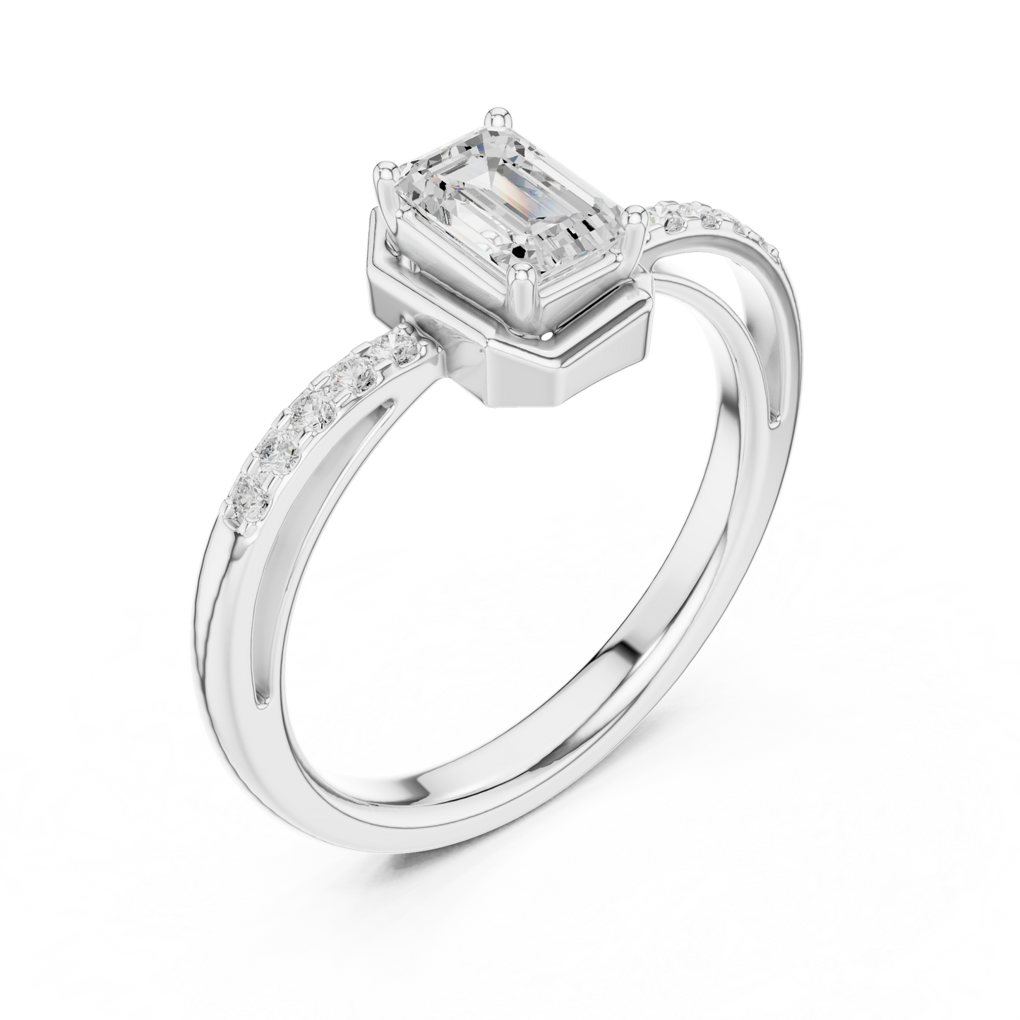 Mixed Shape Lab Grown Diamond Side Stone Ring