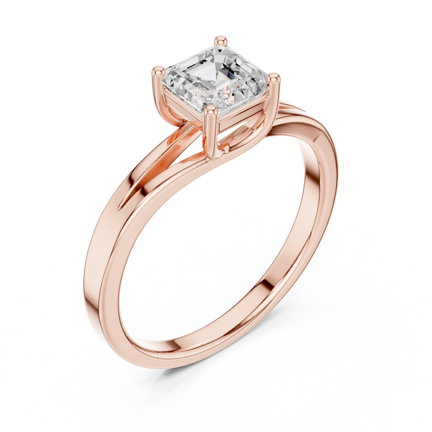 Asscher Solitaire Lab Grown Diamond Ring