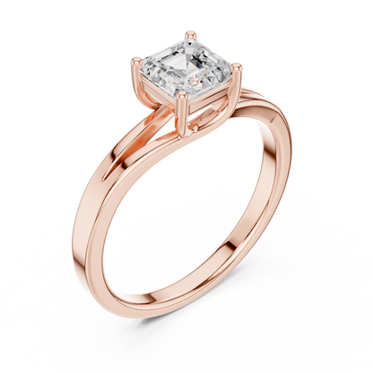 Asscher Solitaire Lab Grown Diamond Ring