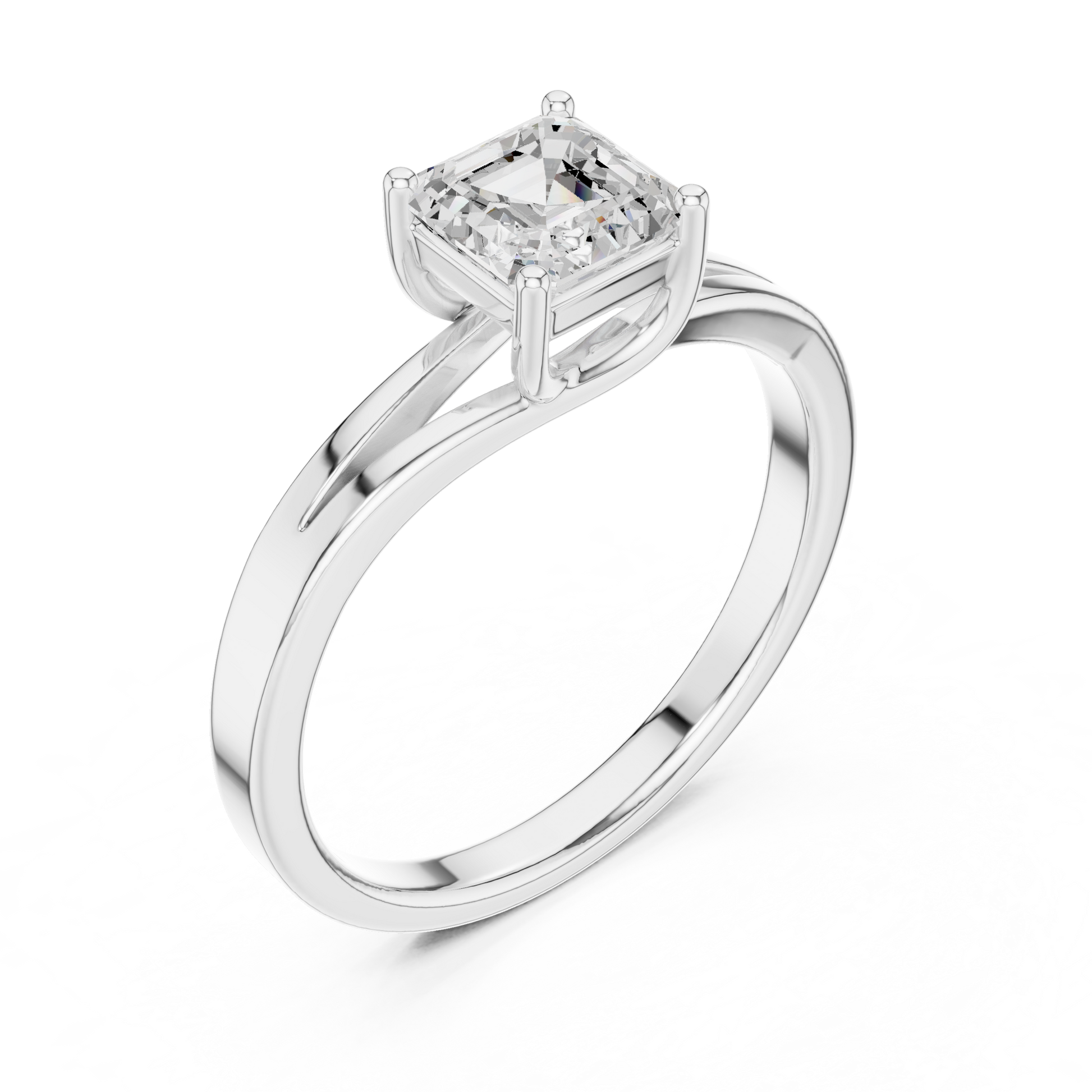 Asscher Solitaire Lab Grown Diamond Ring