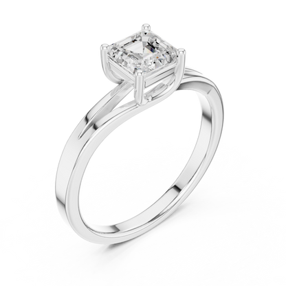 Asscher Solitaire Lab Grown Diamond Ring
