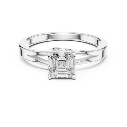 Asscher Solitaire Lab Grown Diamond Ring