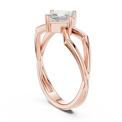 Asscher Solitaire Lab Grown Diamond Ring
