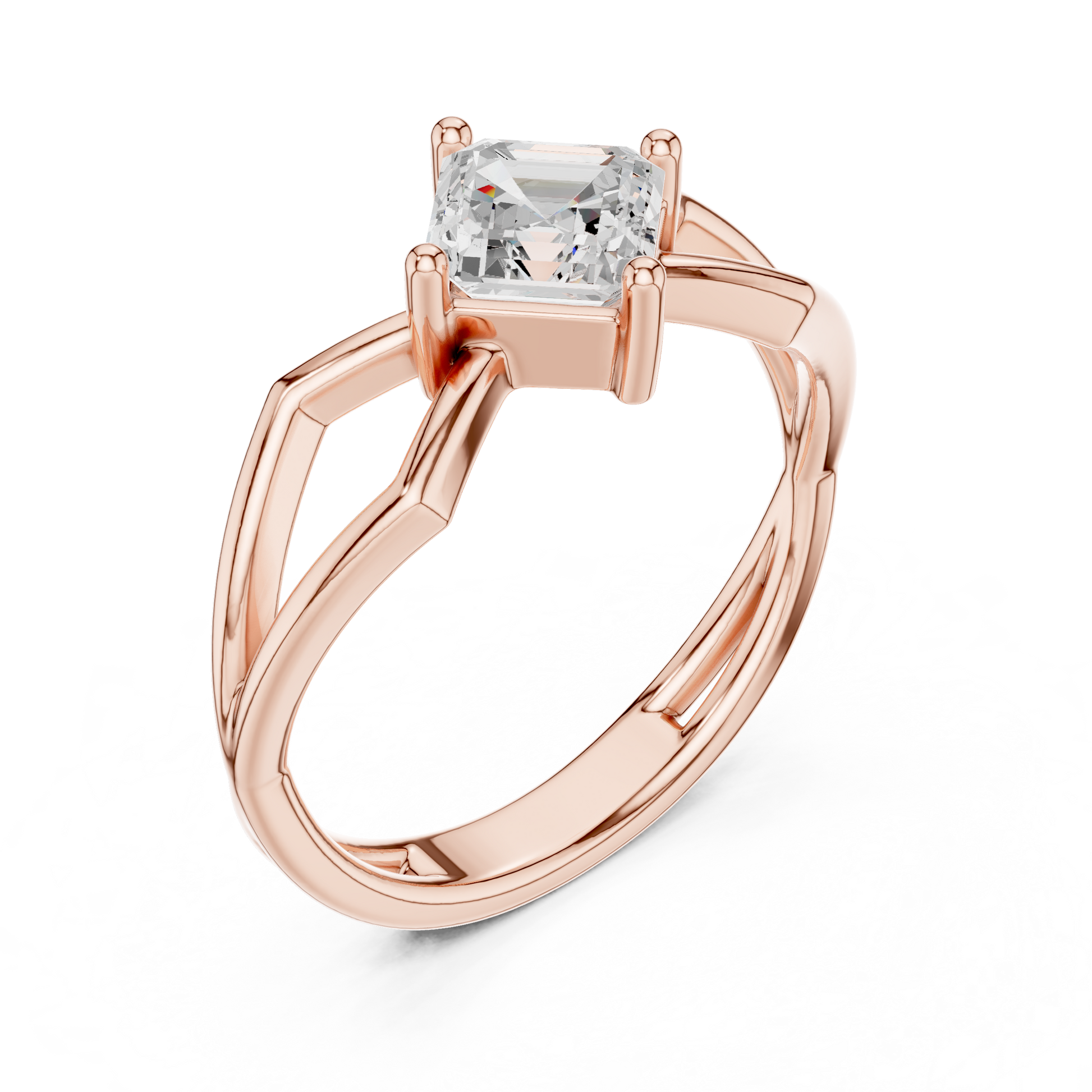Asscher Solitaire Lab Grown Diamond Ring
