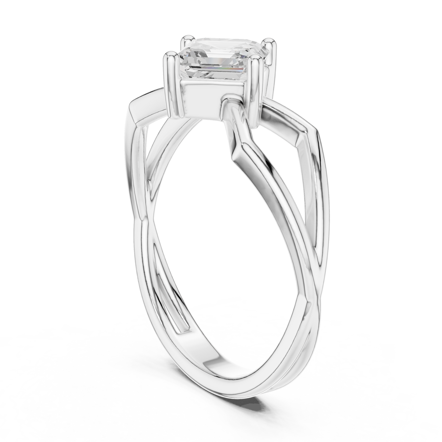 Asscher Solitaire Lab Grown Diamond Ring