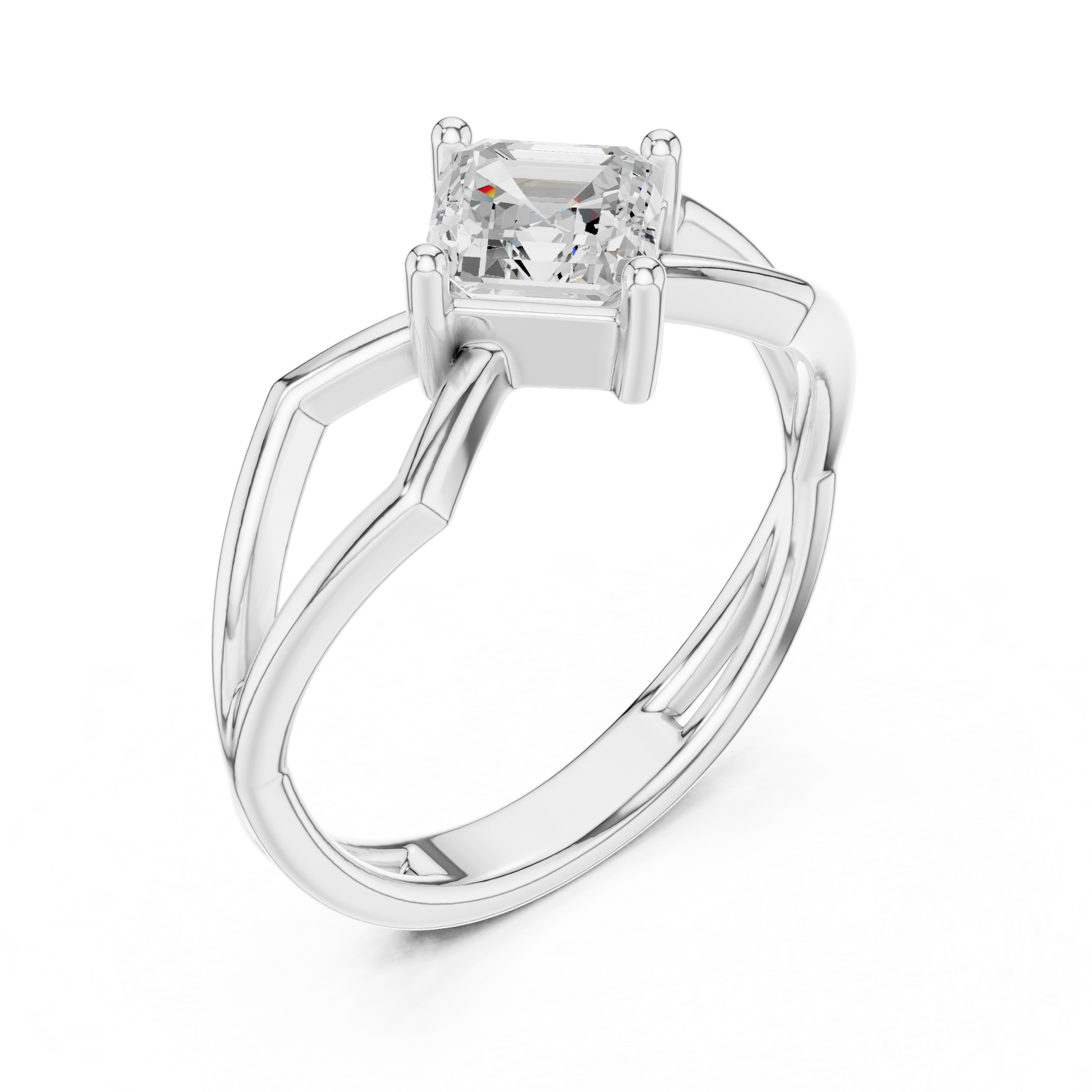 Asscher Solitaire Lab Grown Diamond Ring