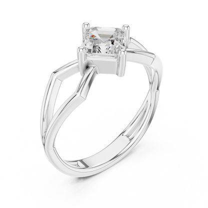 Asscher Solitaire Lab Grown Diamond Ring