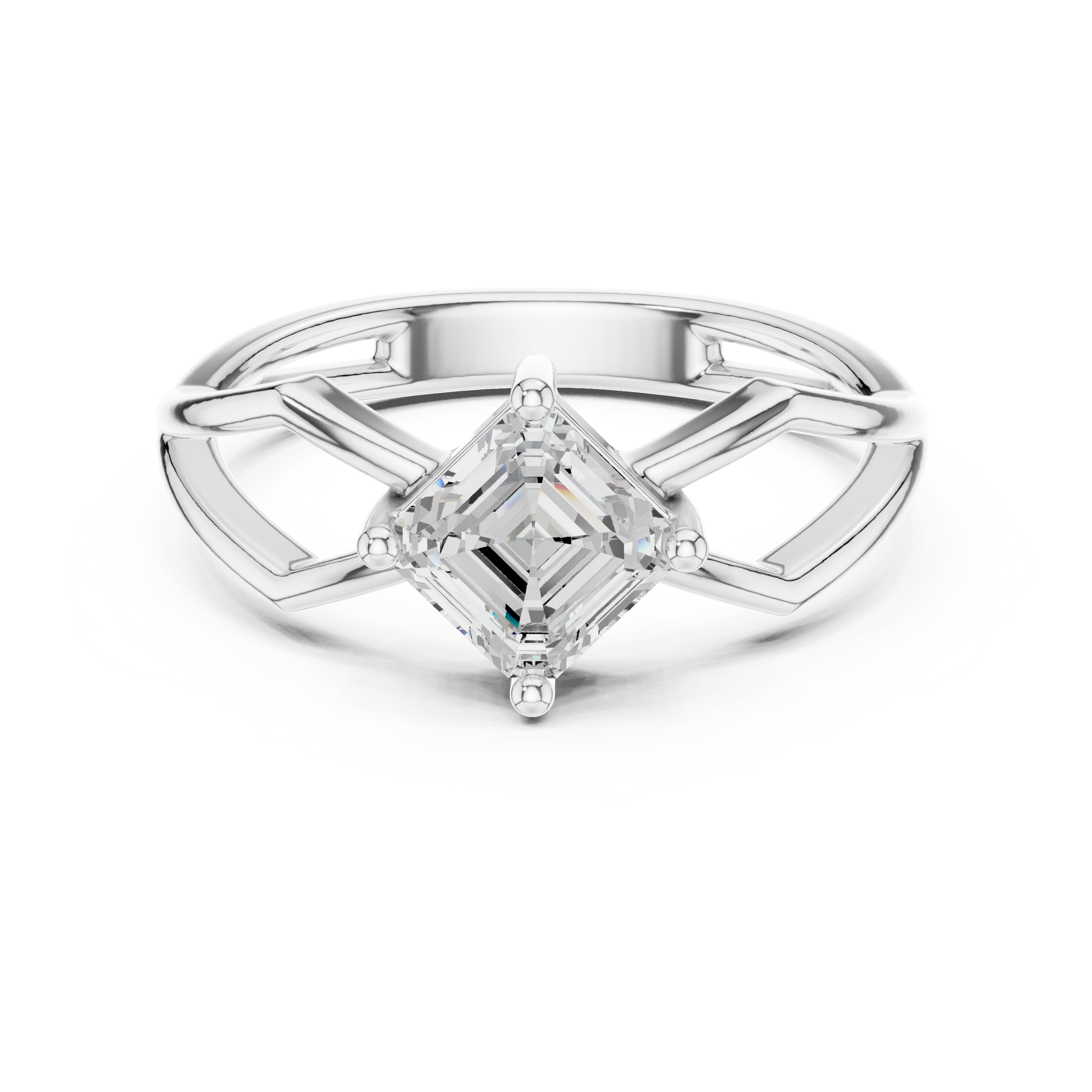 Asscher Solitaire Lab Grown Diamond Ring