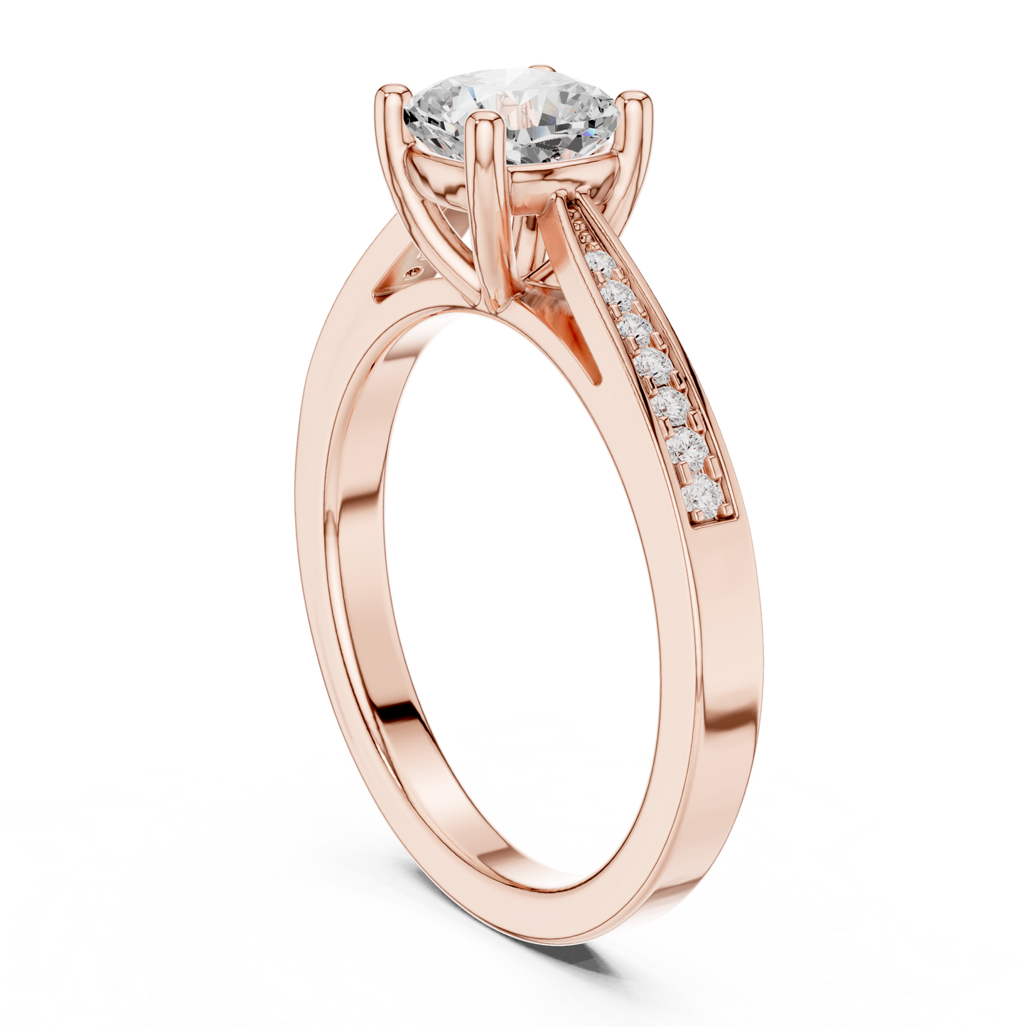 Round Side Stone Lab Grown Diamond Ring
