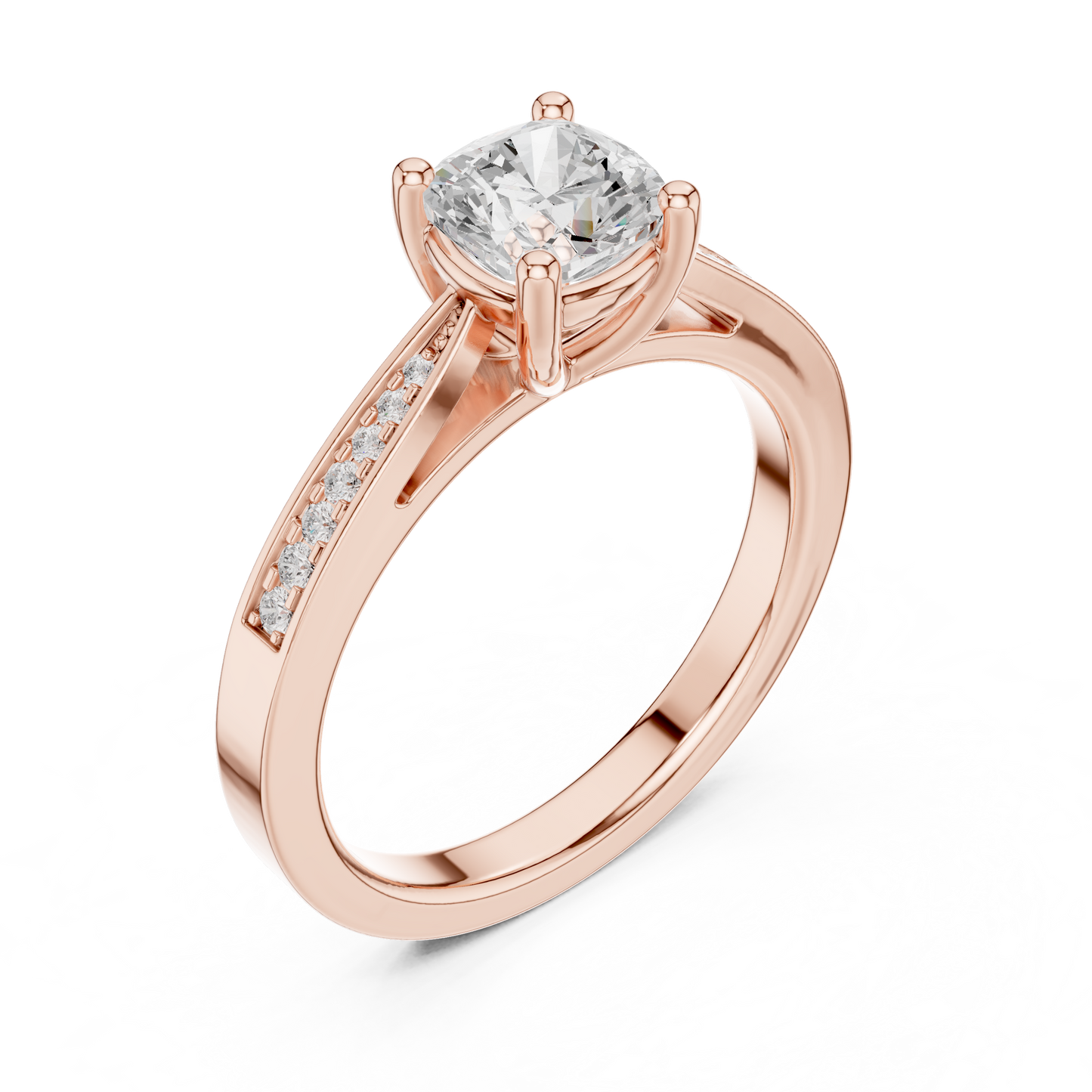 Round Side Stone Lab Grown Diamond Ring
