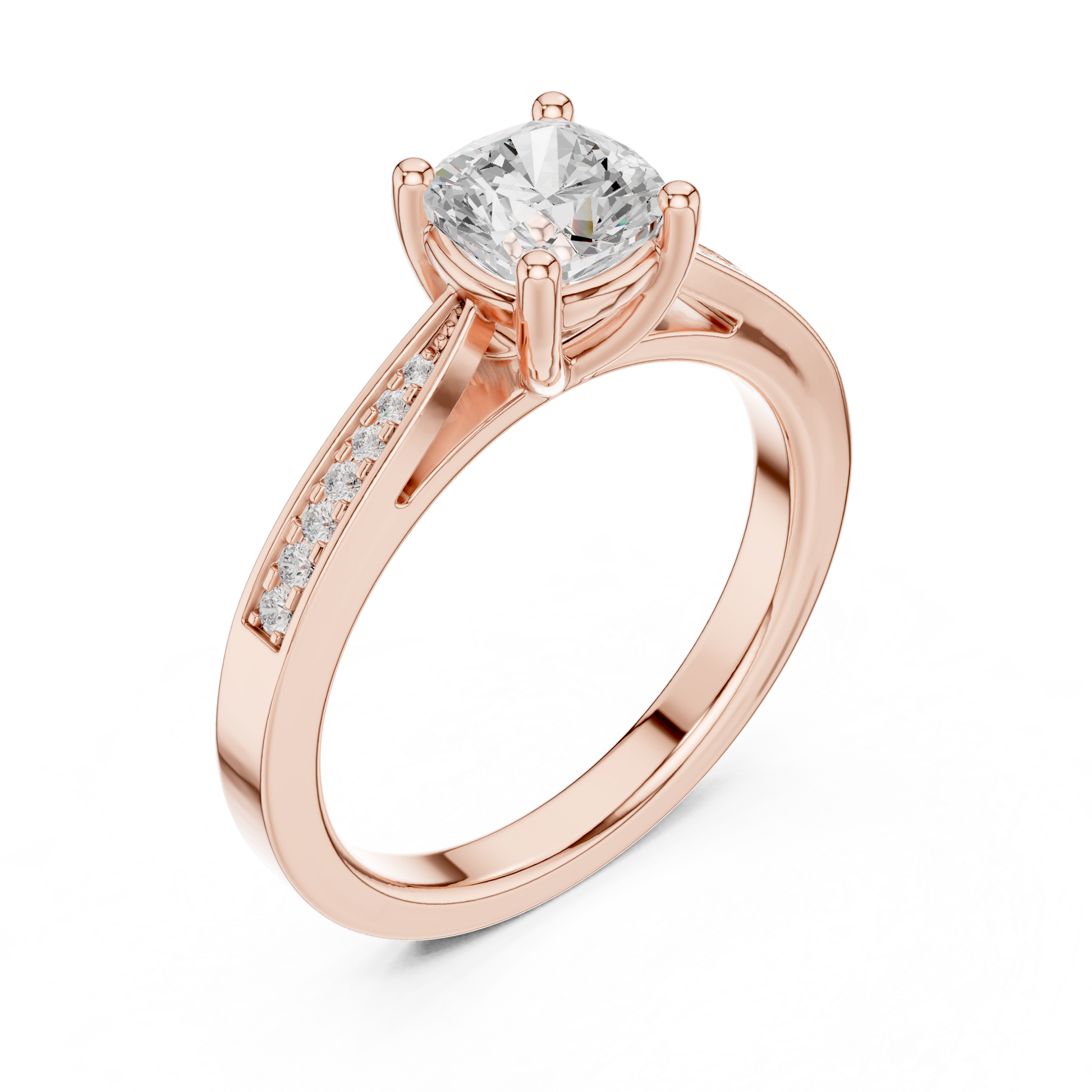 Round Side Stone Lab Grown Diamond Ring
