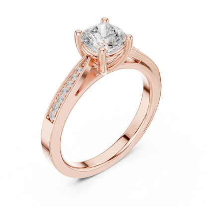 Round Side Stone Lab Grown Diamond Ring