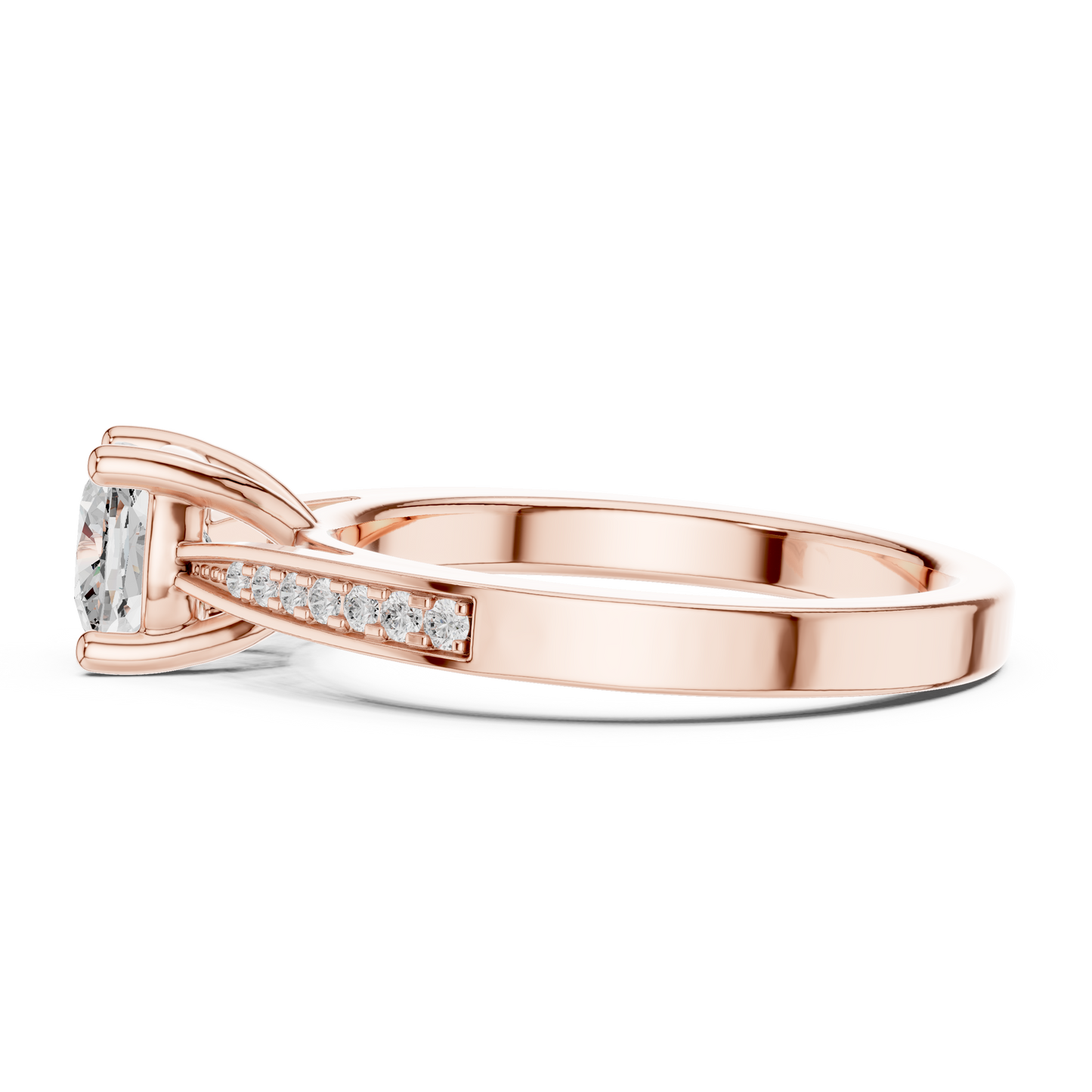 Round Side Stone Lab Grown Diamond Ring