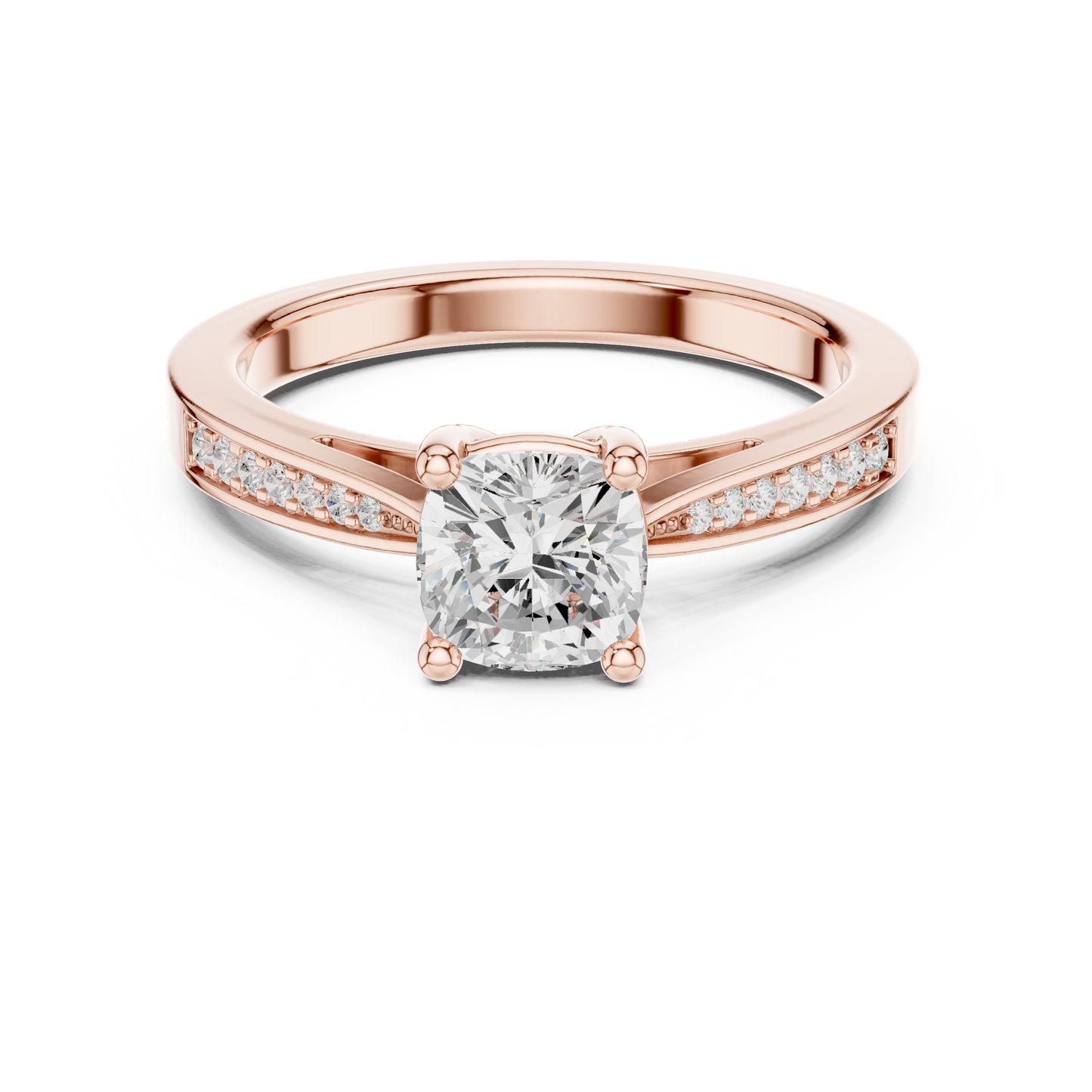 Round Side Stone Lab Grown Diamond Ring