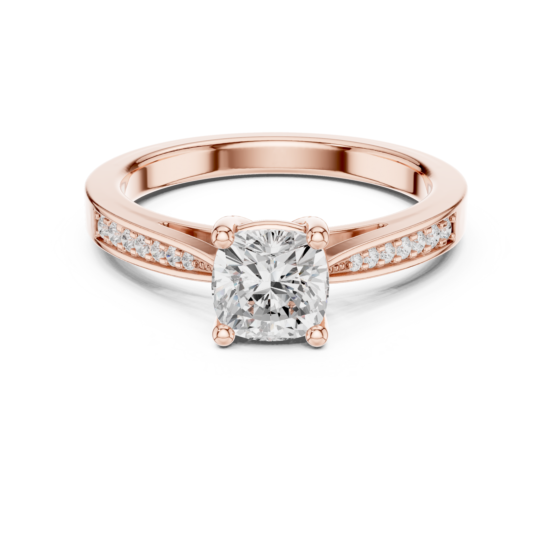 Round Side Stone Lab Grown Diamond Ring