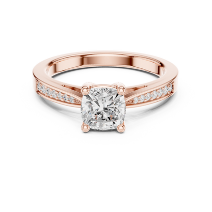Round Side Stone Lab Grown Diamond Ring