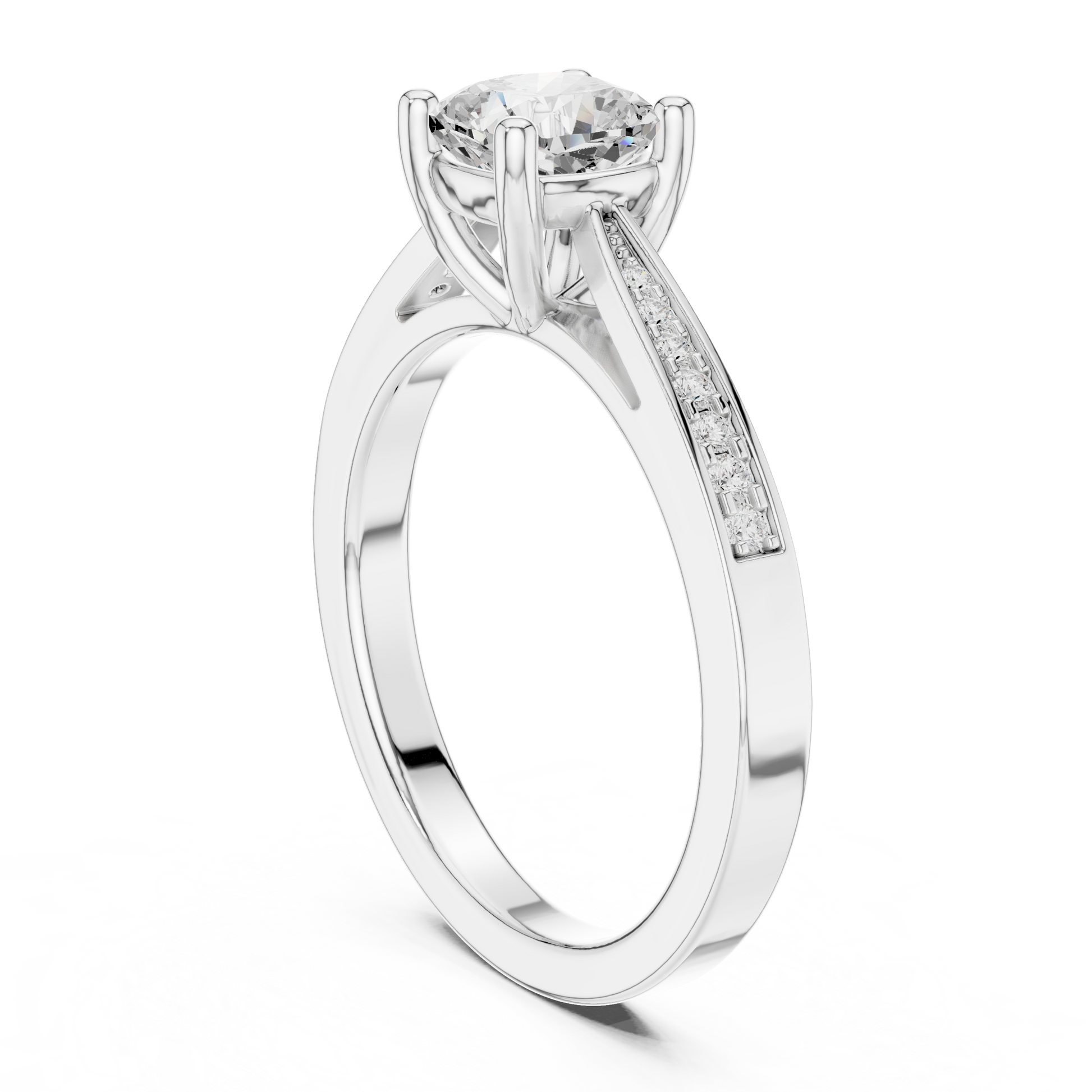 Round Side Stone Lab Grown Diamond Ring