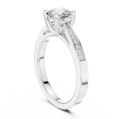 Round Side Stone Lab Grown Diamond Ring