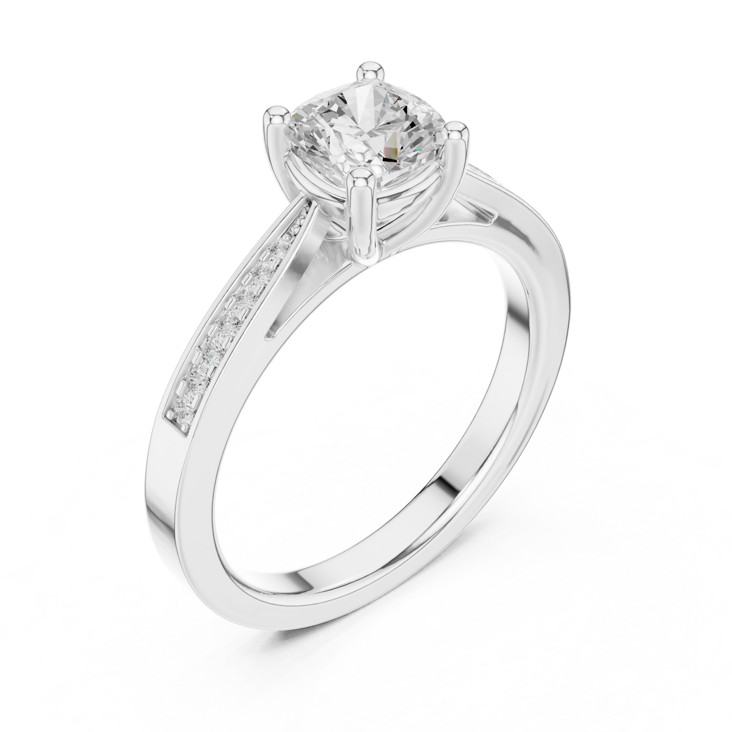 Round Side Stone Lab Grown Diamond Ring