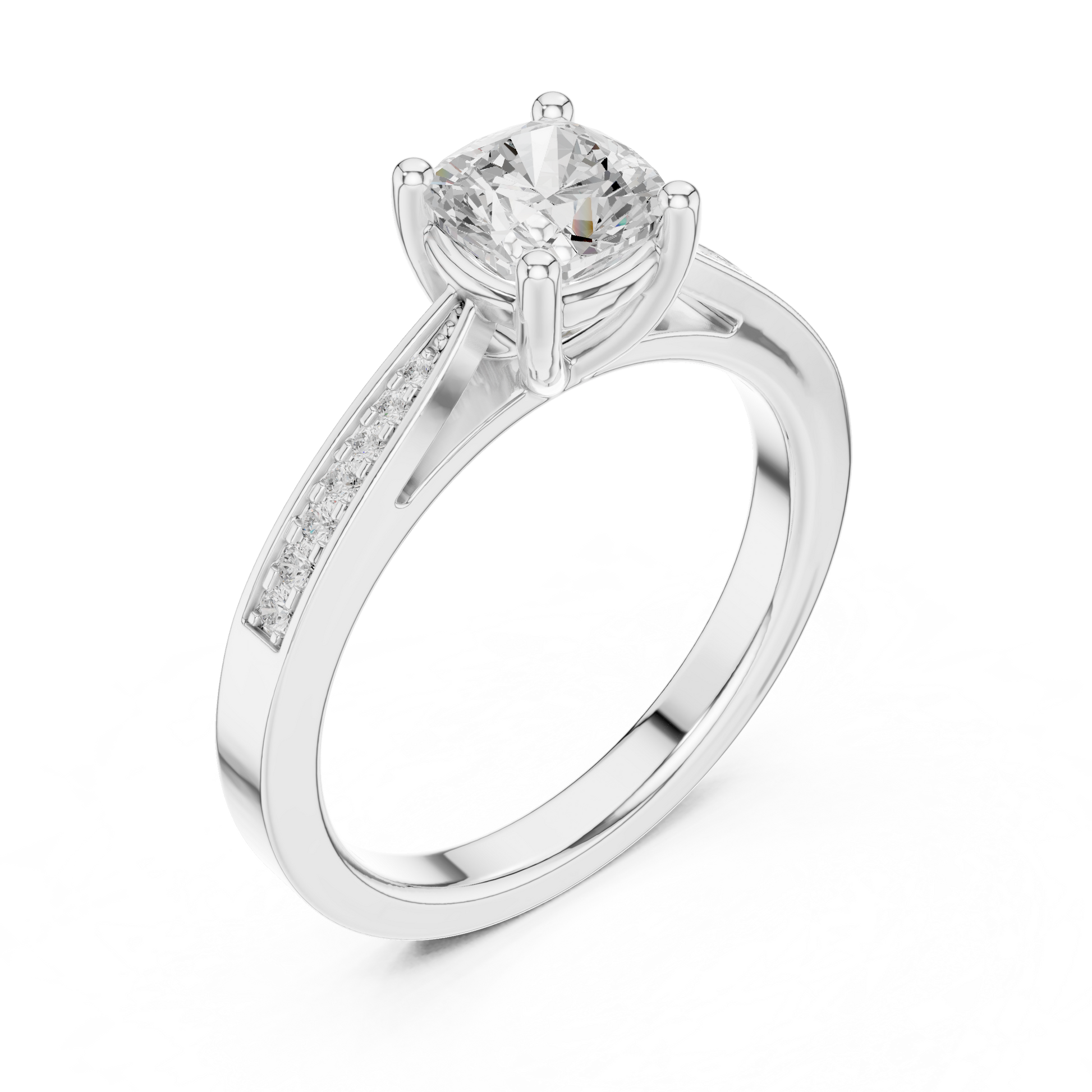 Round Side Stone Lab Grown Diamond Ring