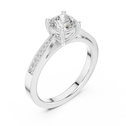 Round Side Stone Lab Grown Diamond Ring