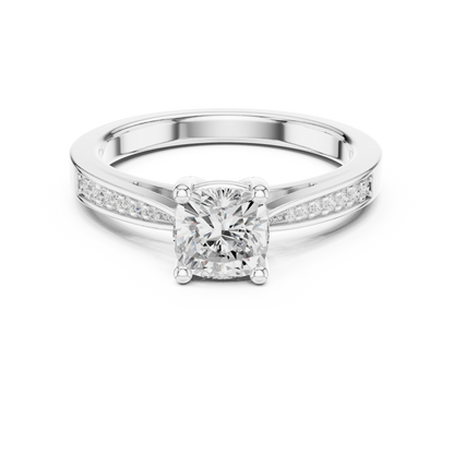 Round Side Stone Lab Grown Diamond Ring