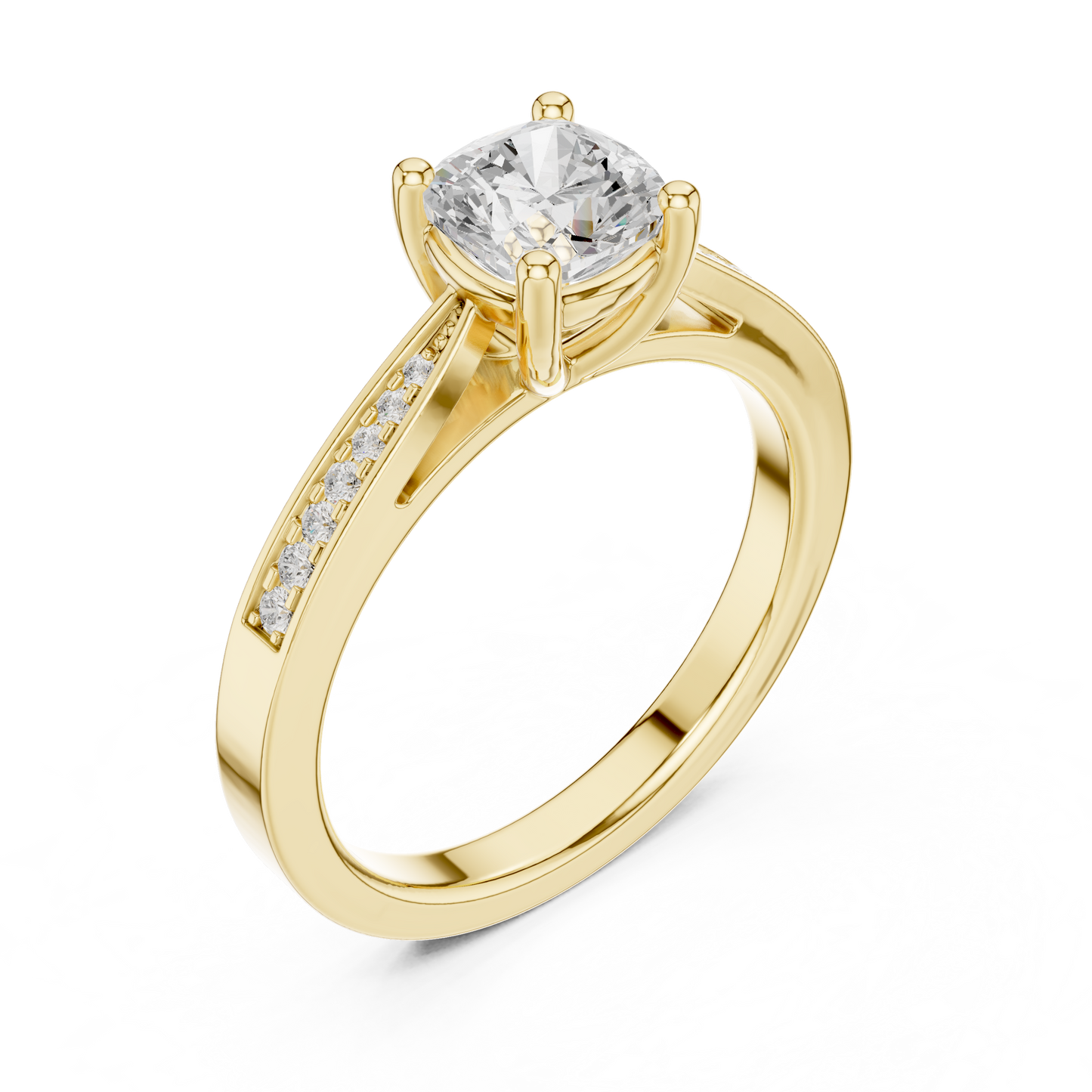 Round Side Stone Lab Grown Diamond Ring