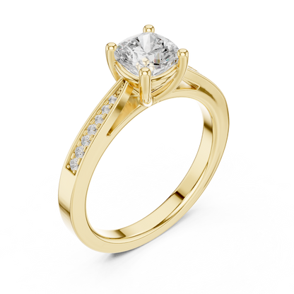 Round Side Stone Lab Grown Diamond Ring