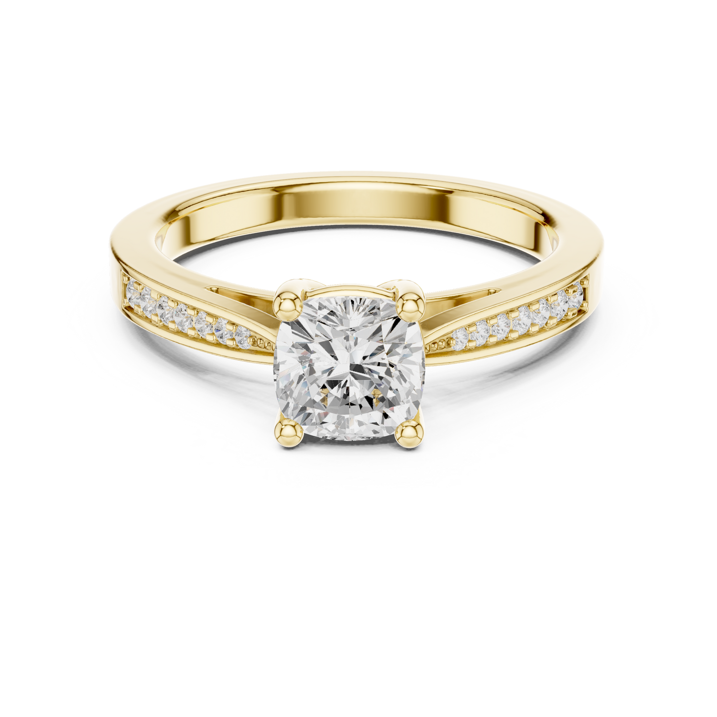 Round Side Stone Lab Grown Diamond Ring