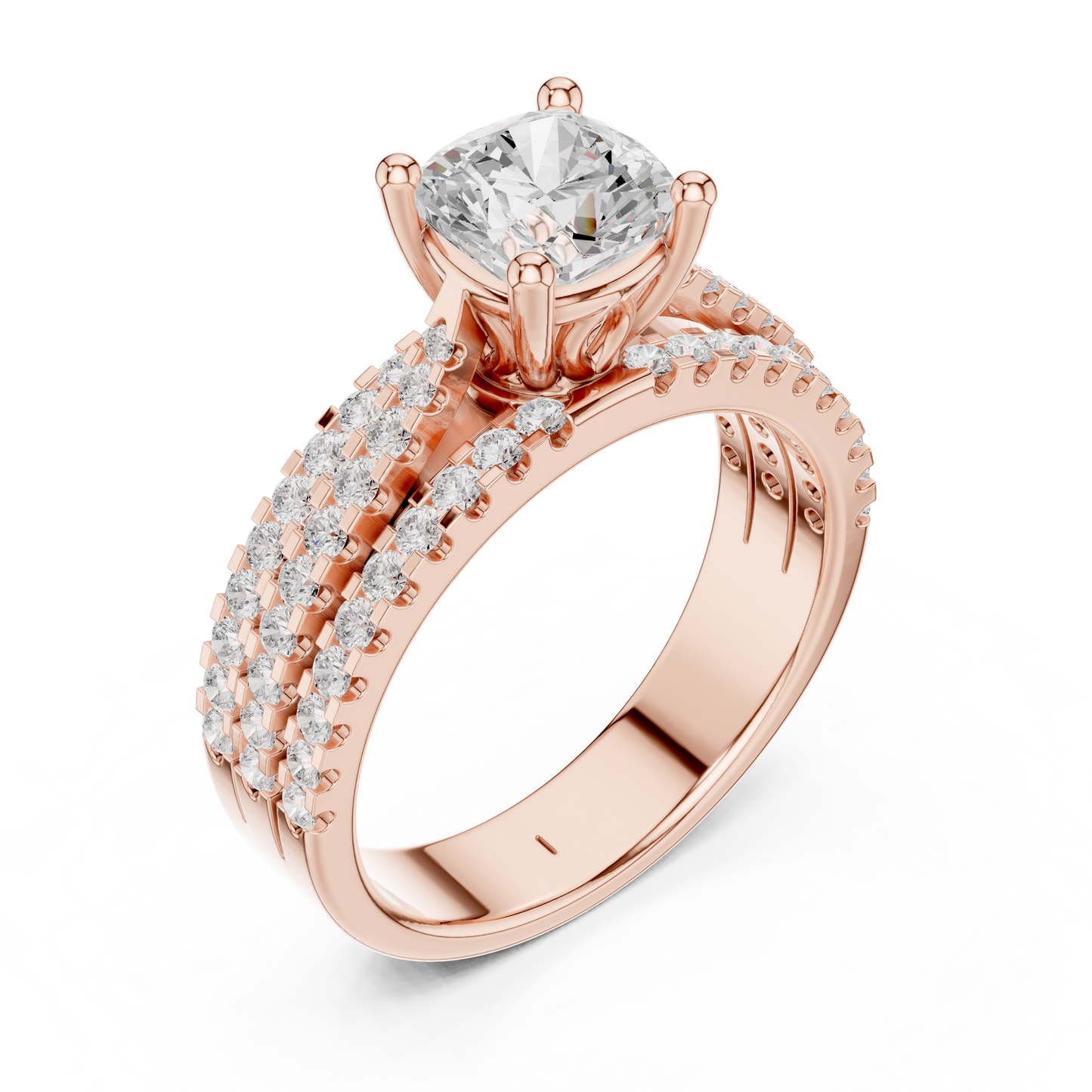 Round Pave Lab Grown Diamond Ring