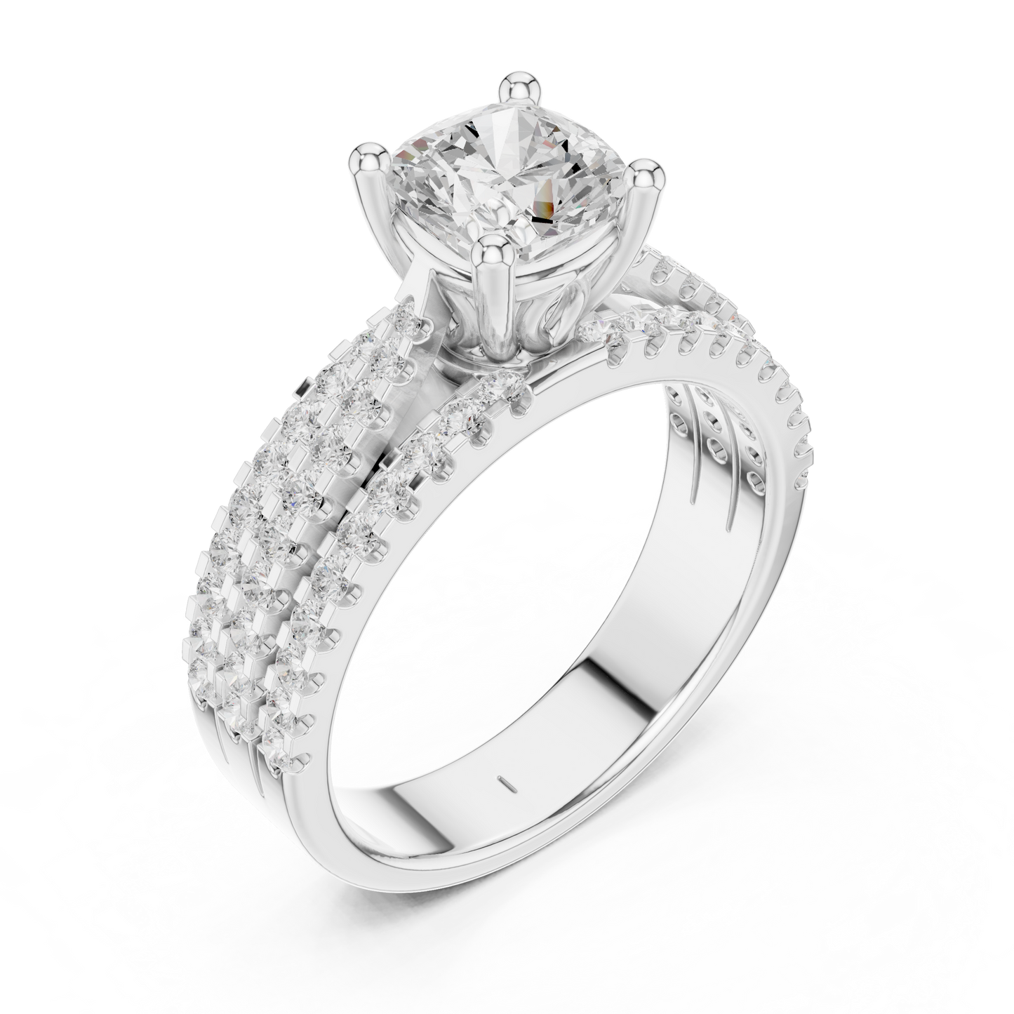 Round Pave Lab Grown Diamond Ring