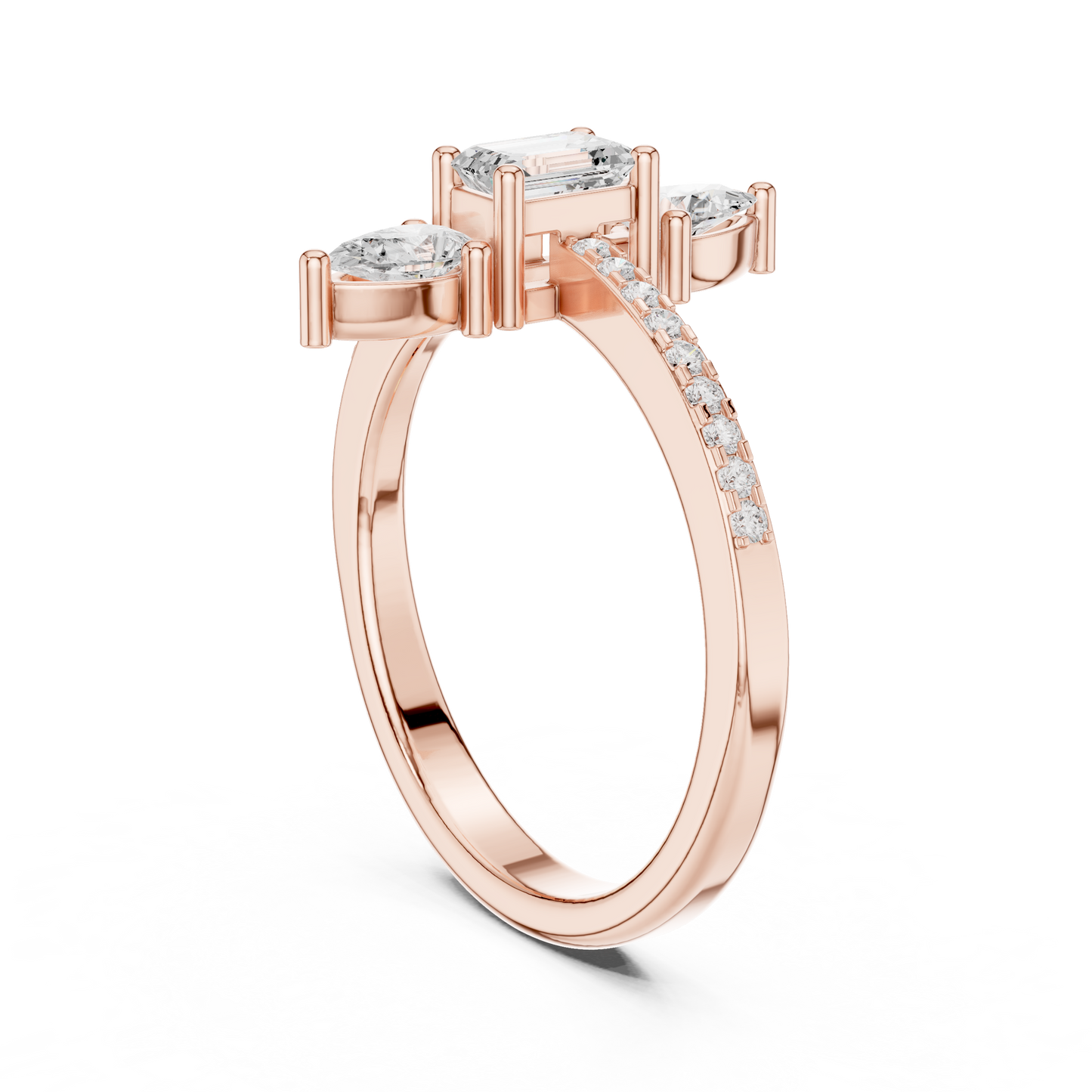 Round Three Stone Lab Grown Diamond Ring