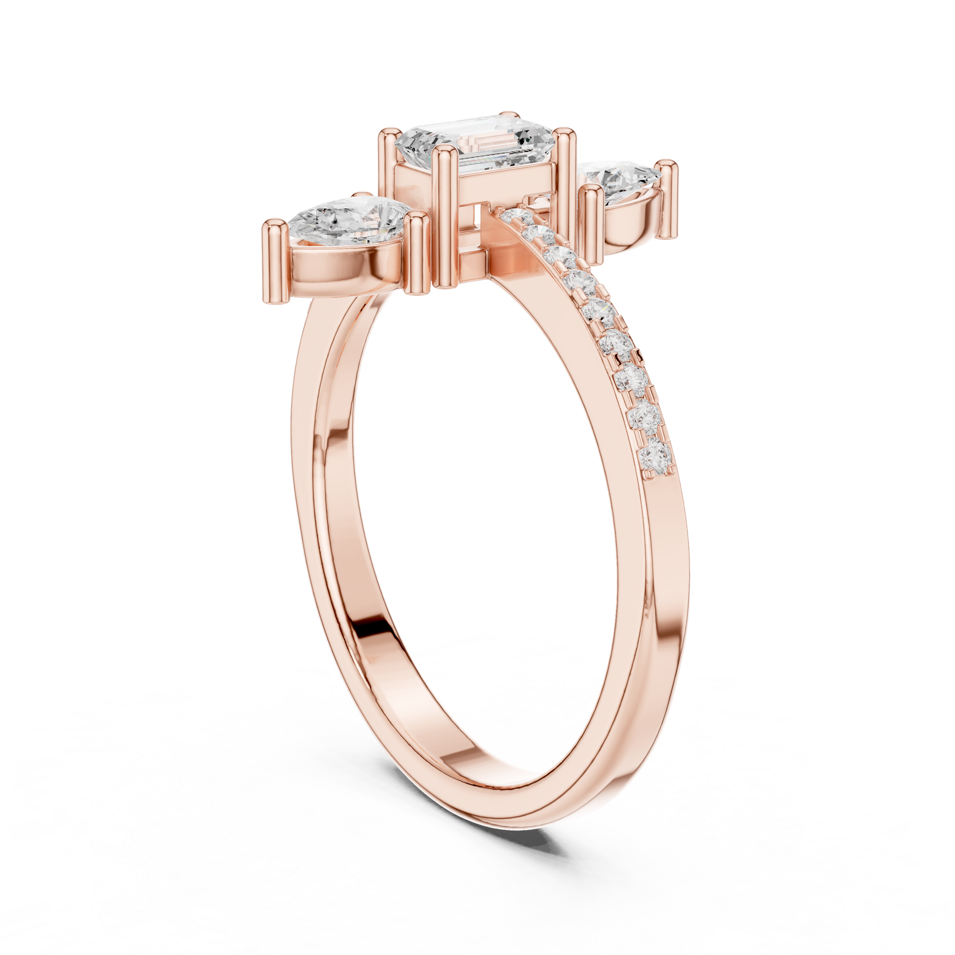 Round Three Stone Lab Grown Diamond Ring