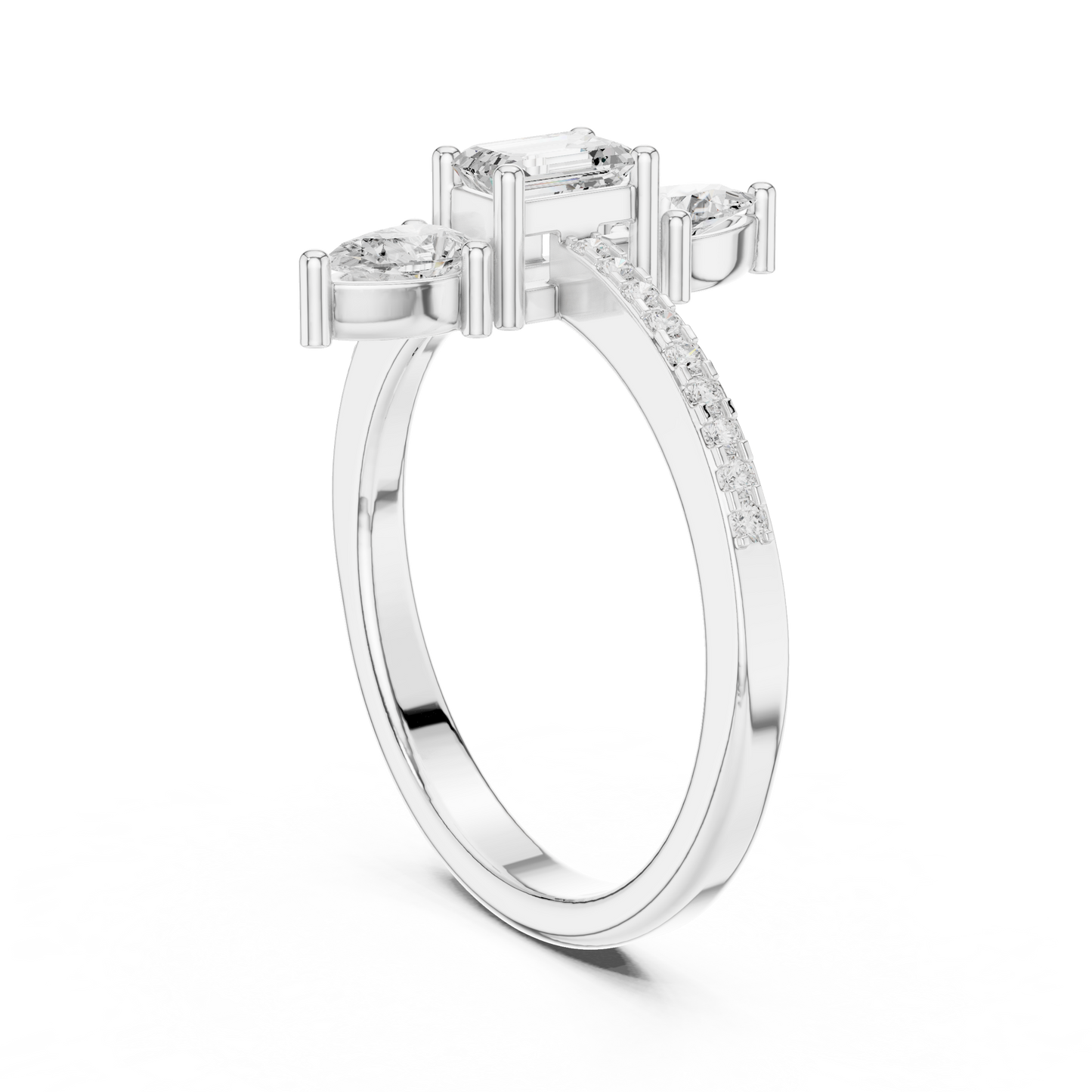 Round Three Stone Lab Grown Diamond Ring