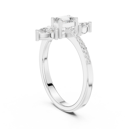 Round Three Stone Lab Grown Diamond Ring