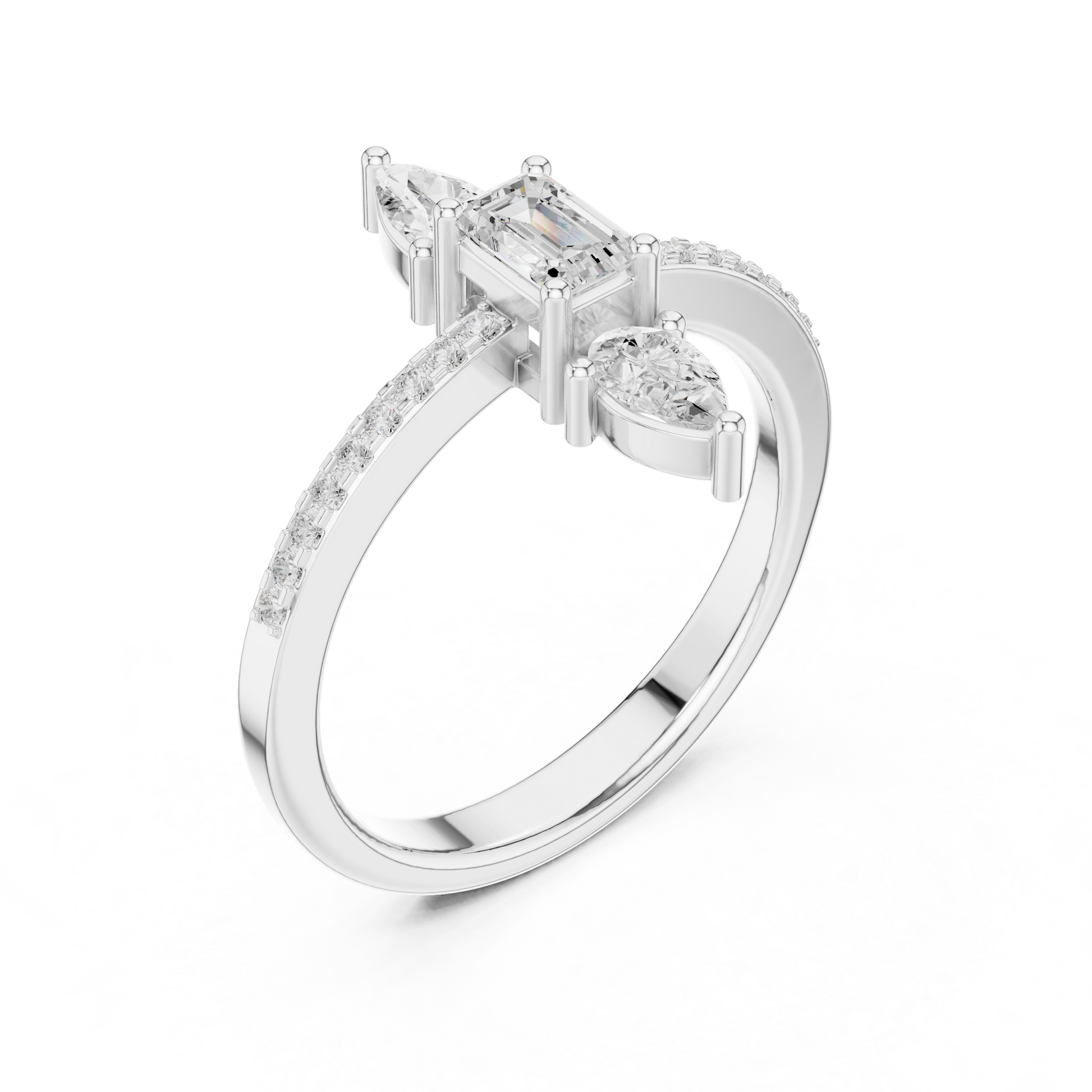 Round Three Stone Lab Grown Diamond Ring