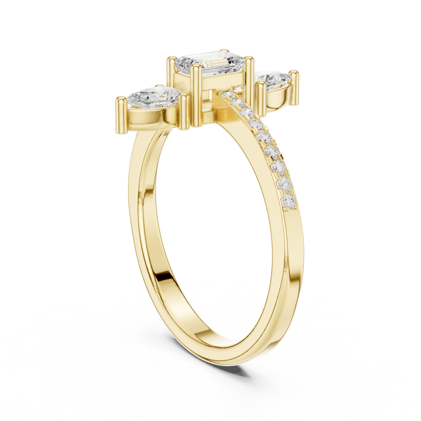 Round Three Stone Lab Grown Diamond Ring
