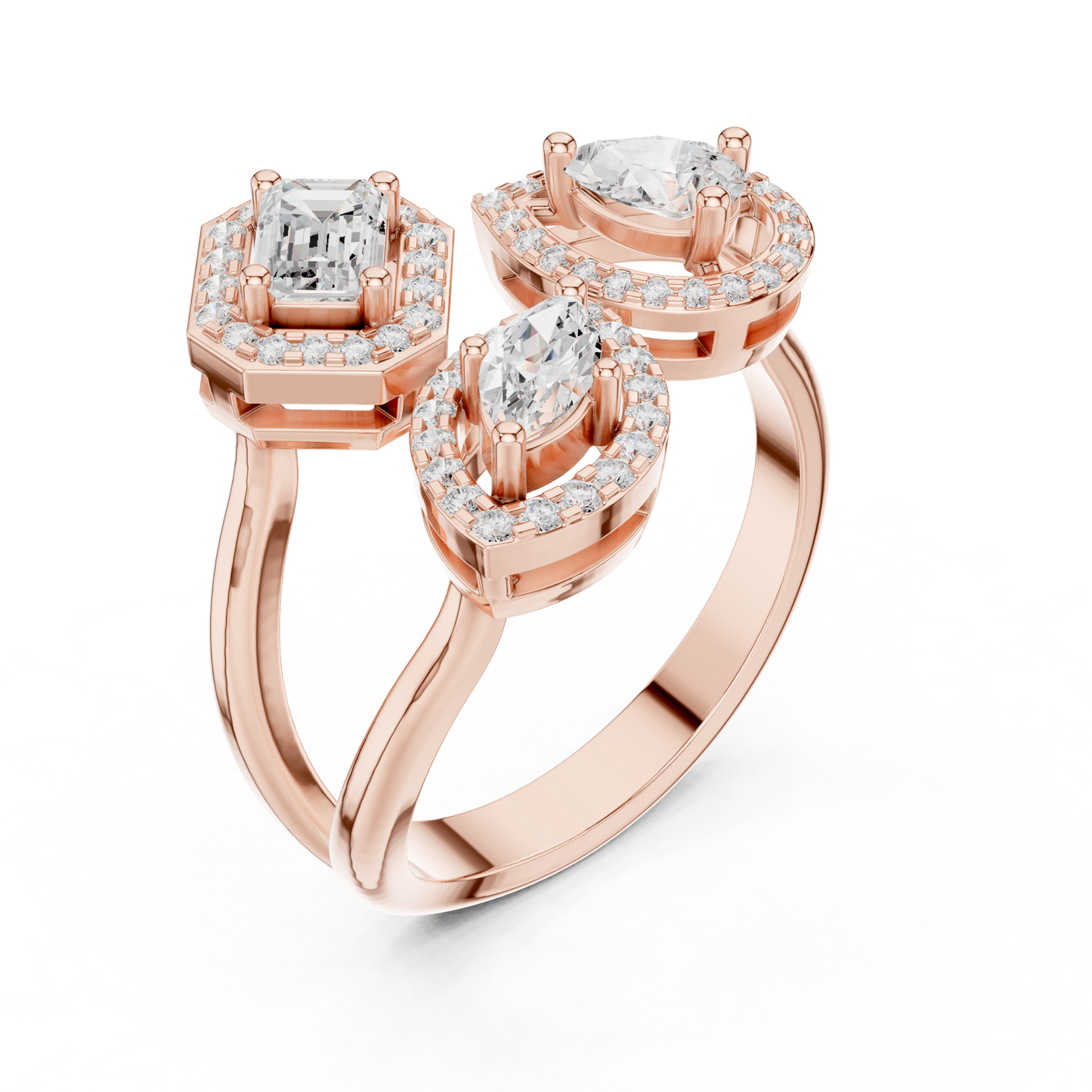 Mixed Shape Lab Grown Diamond Halo Ring