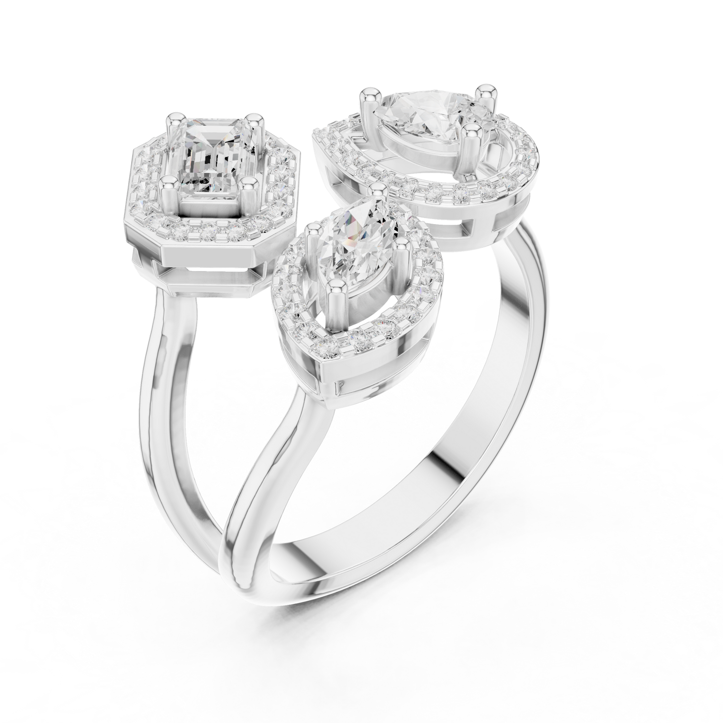 Mixed Shape Lab Grown Diamond Halo Ring