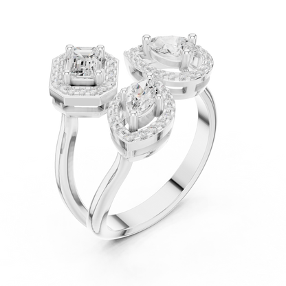 Mixed Shape Lab Grown Diamond Halo Ring