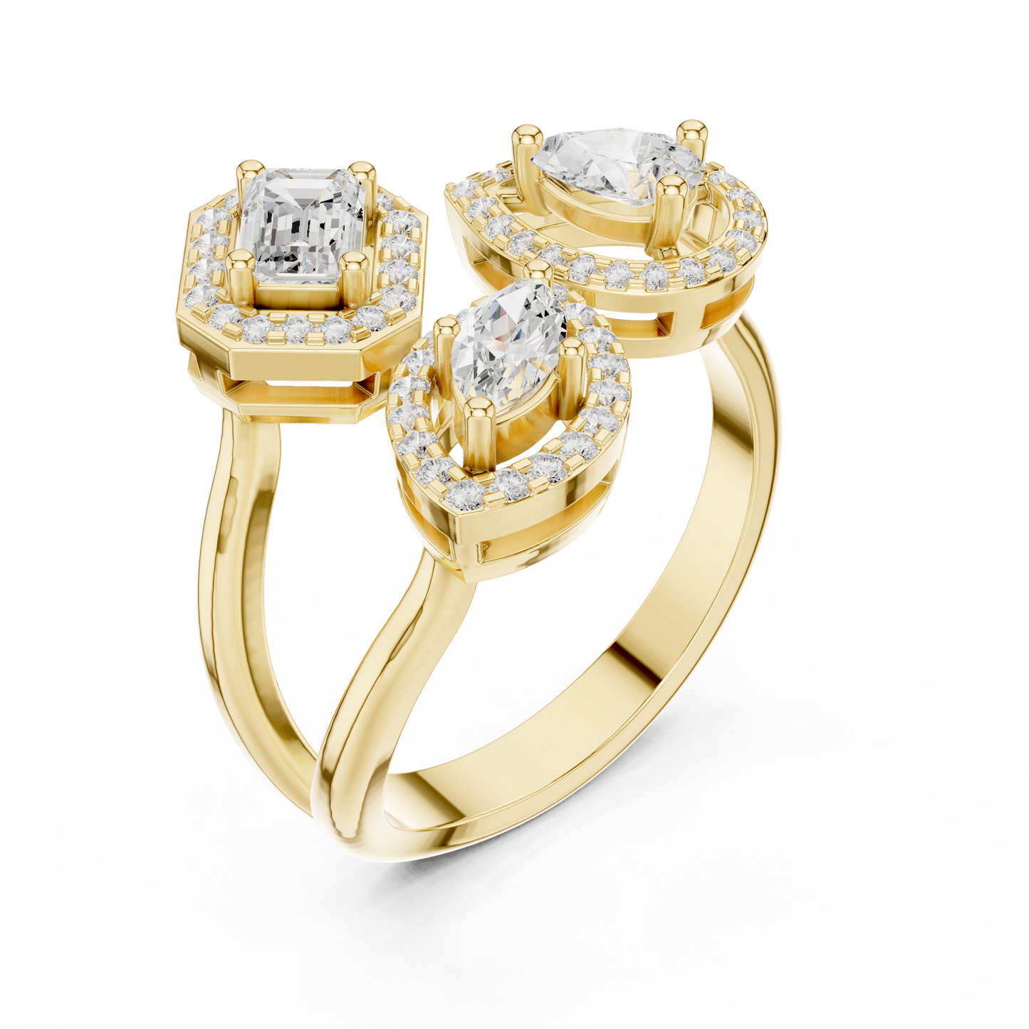 Mixed Shape Lab Grown Diamond Halo Ring