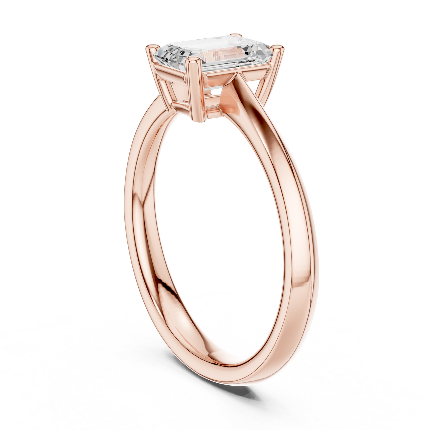 Emerald Solitaire Lab Grown Diamond Ring