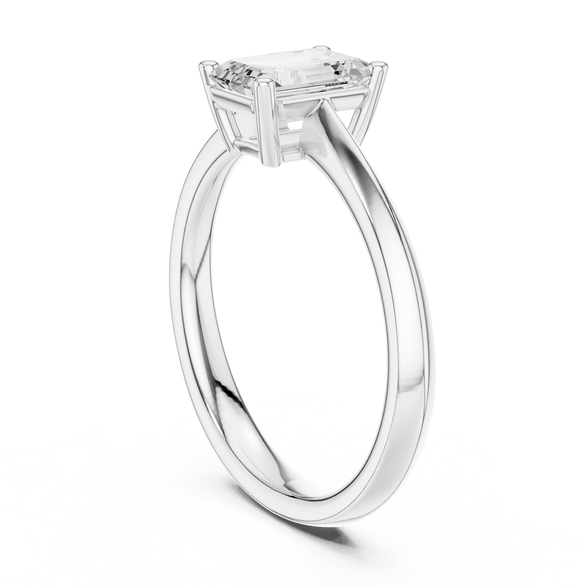 Emerald Solitaire Lab Grown Diamond Ring
