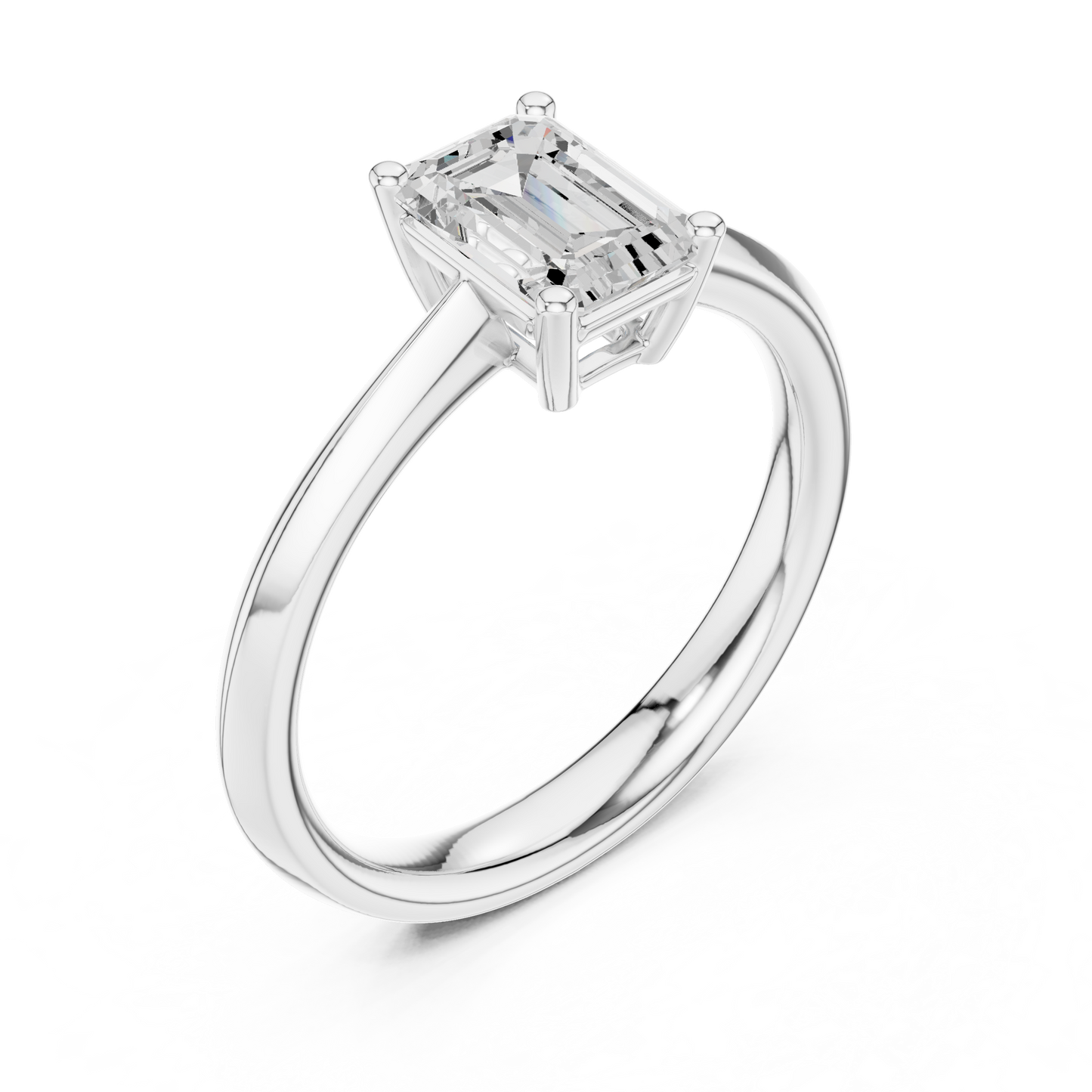 Emerald Solitaire Lab Grown Diamond Ring