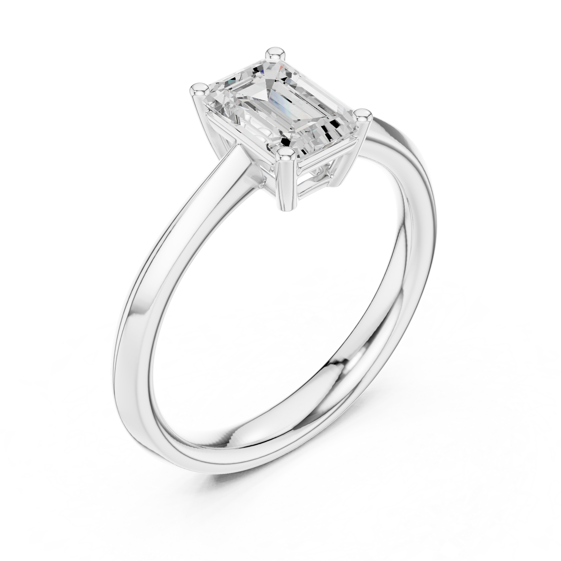 Emerald Solitaire Lab Grown Diamond Ring