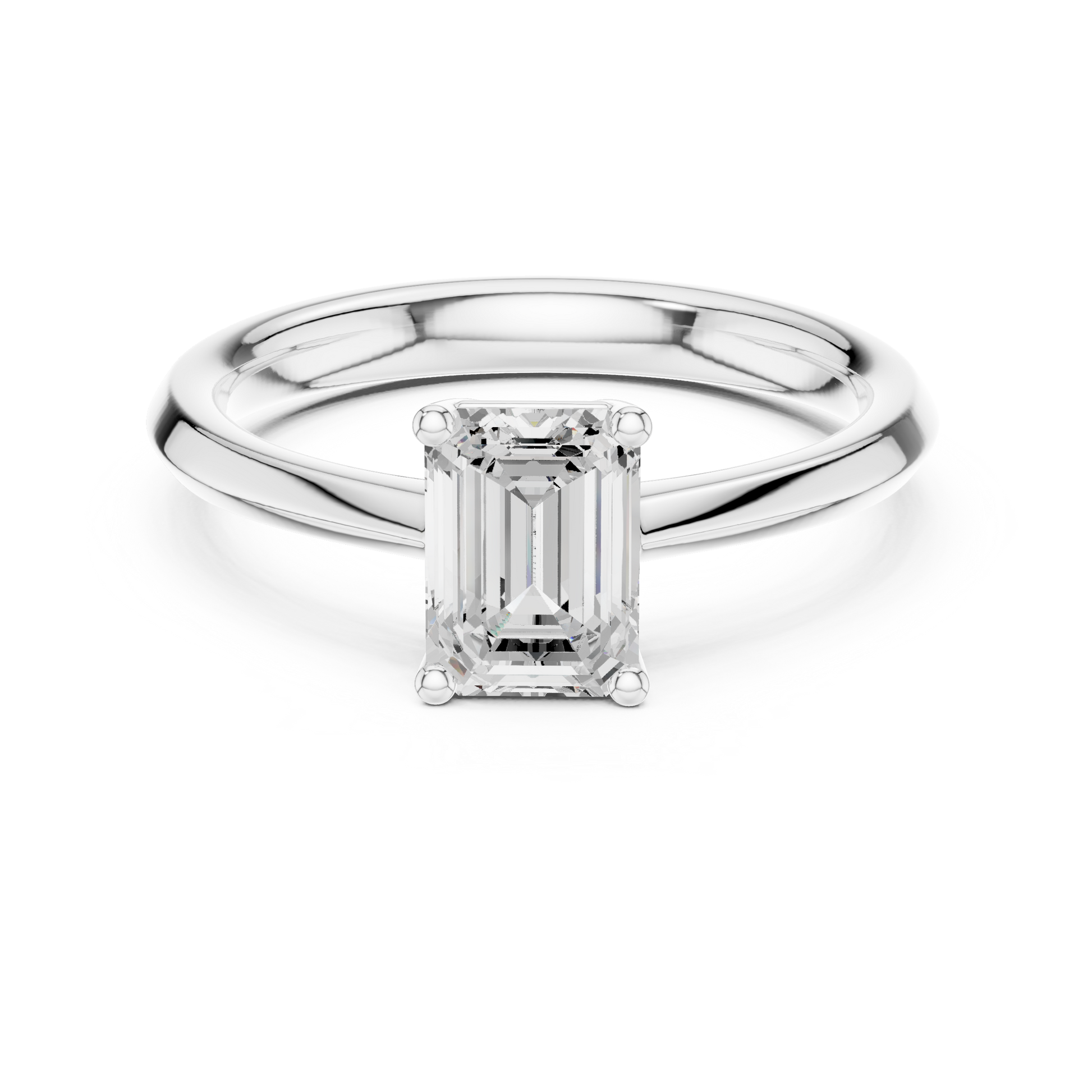 Emerald Solitaire Lab Grown Diamond Ring