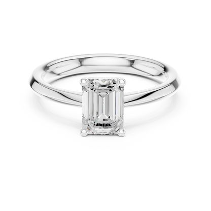 Emerald Solitaire Lab Grown Diamond Ring