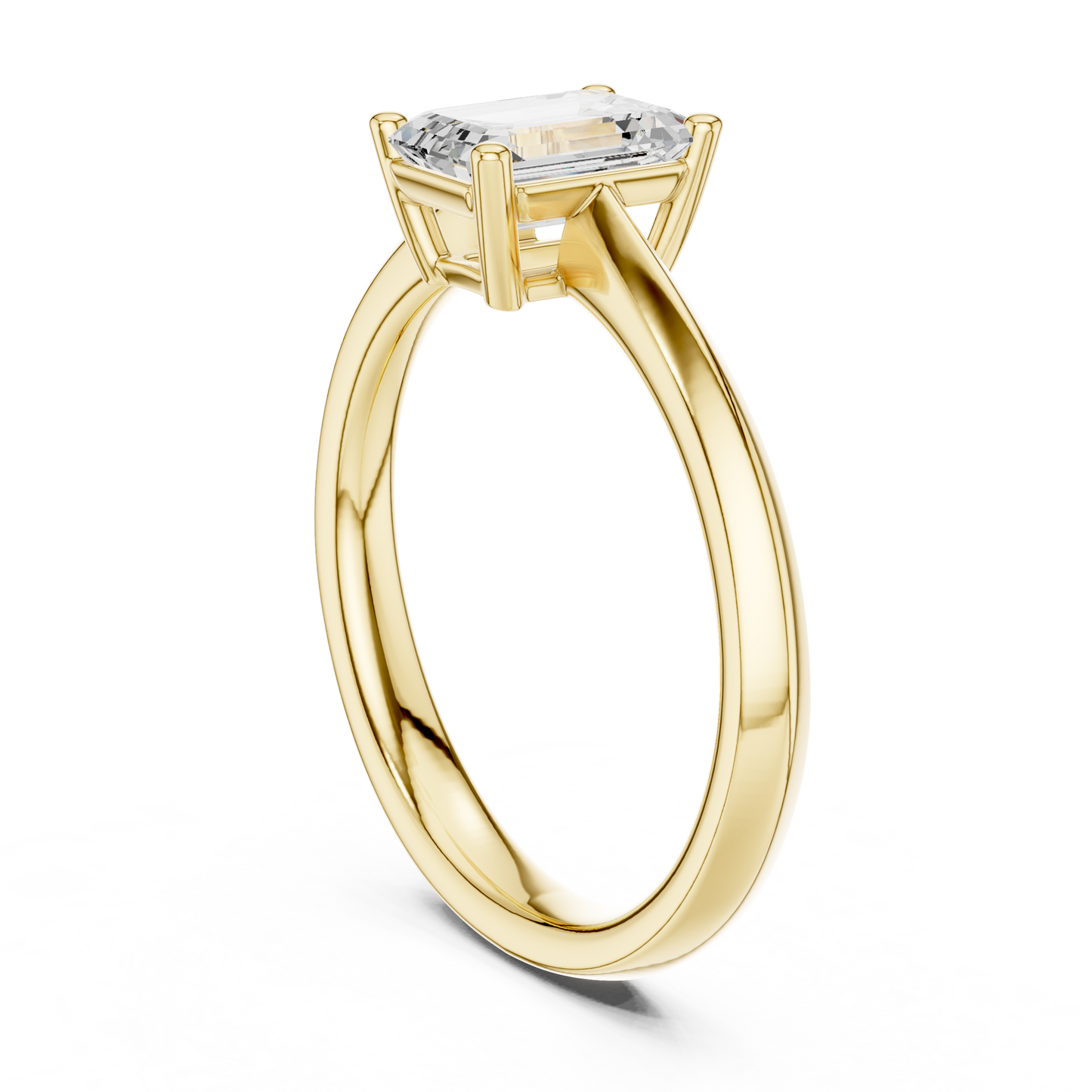 Emerald Solitaire Lab Grown Diamond Ring