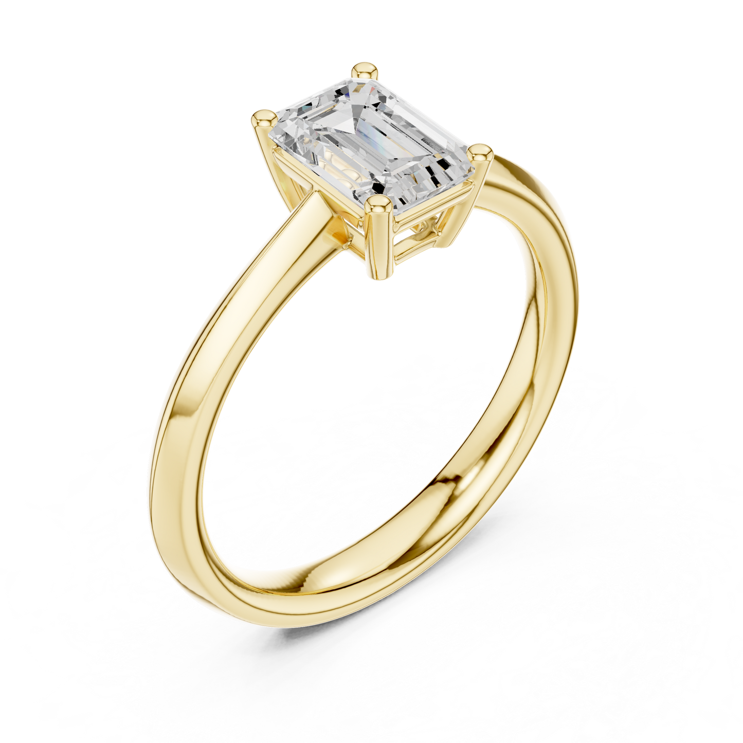 Emerald Solitaire Lab Grown Diamond Ring