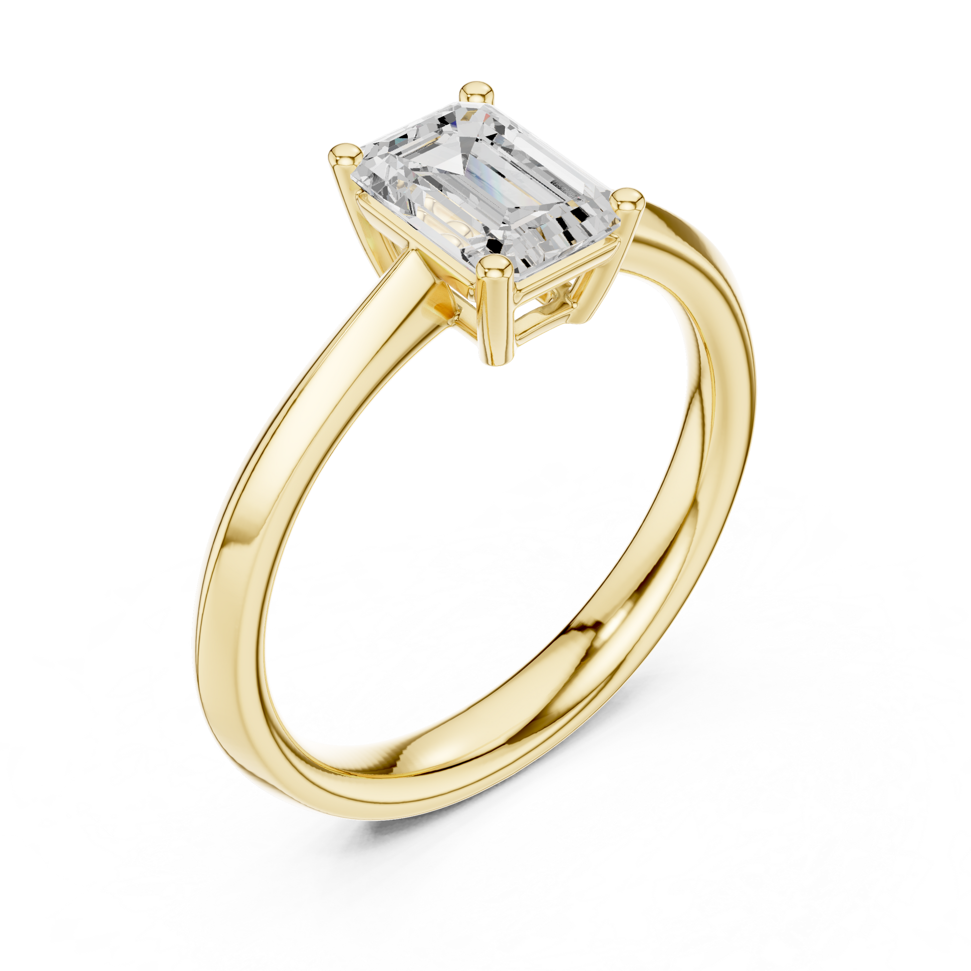 Emerald Solitaire Lab Grown Diamond Ring